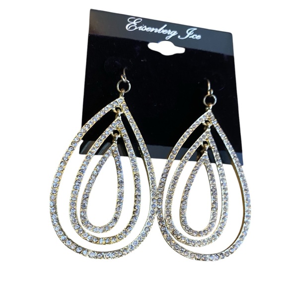 NWT Eisenberg Ice From Nordstrom Rhinestone Accented Teardrop Earrings - Picture 2 of 3